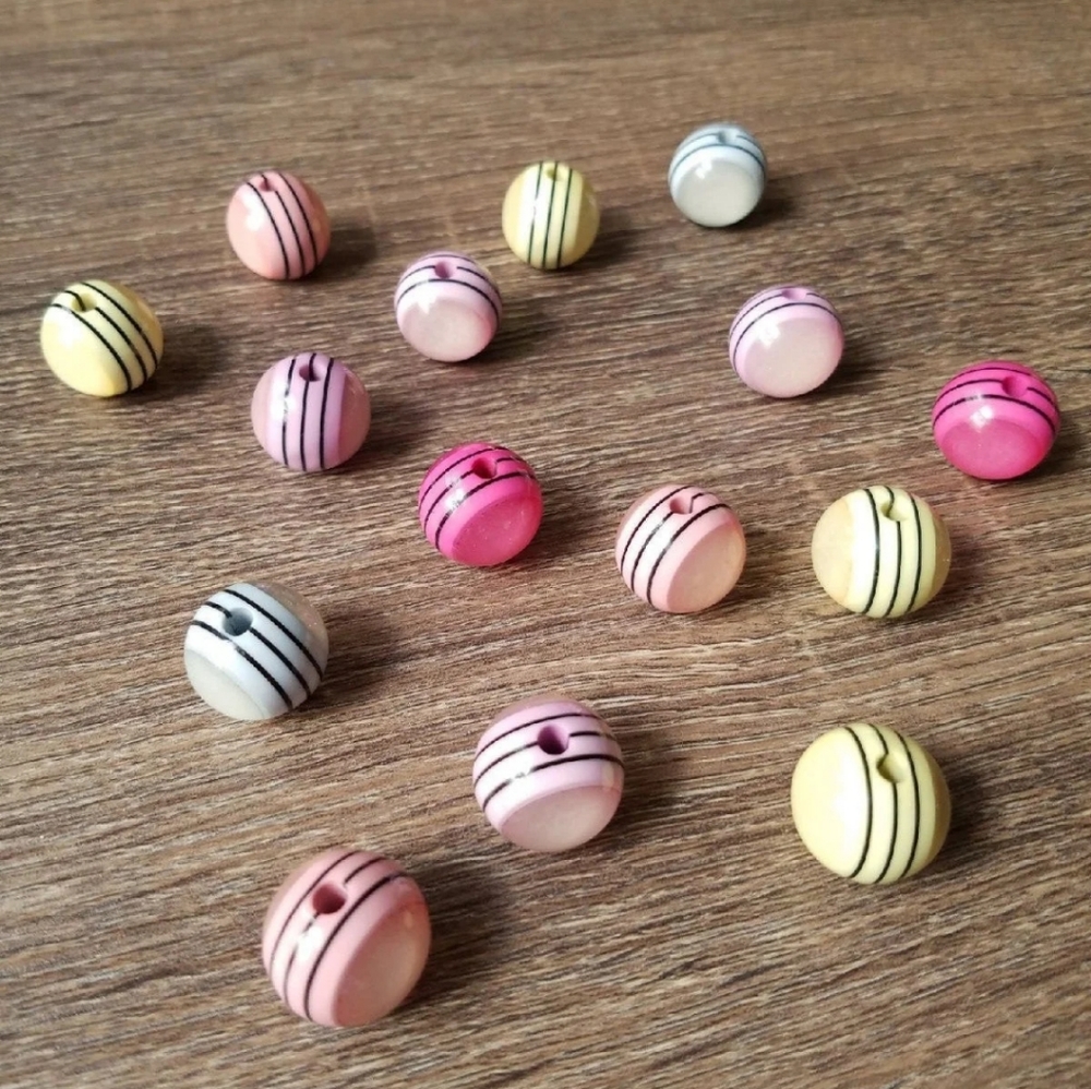 Lot of 15: Variety of striped colored beads